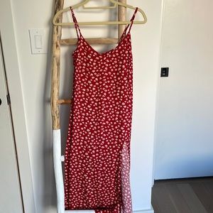 Reformation midi red silk dress.